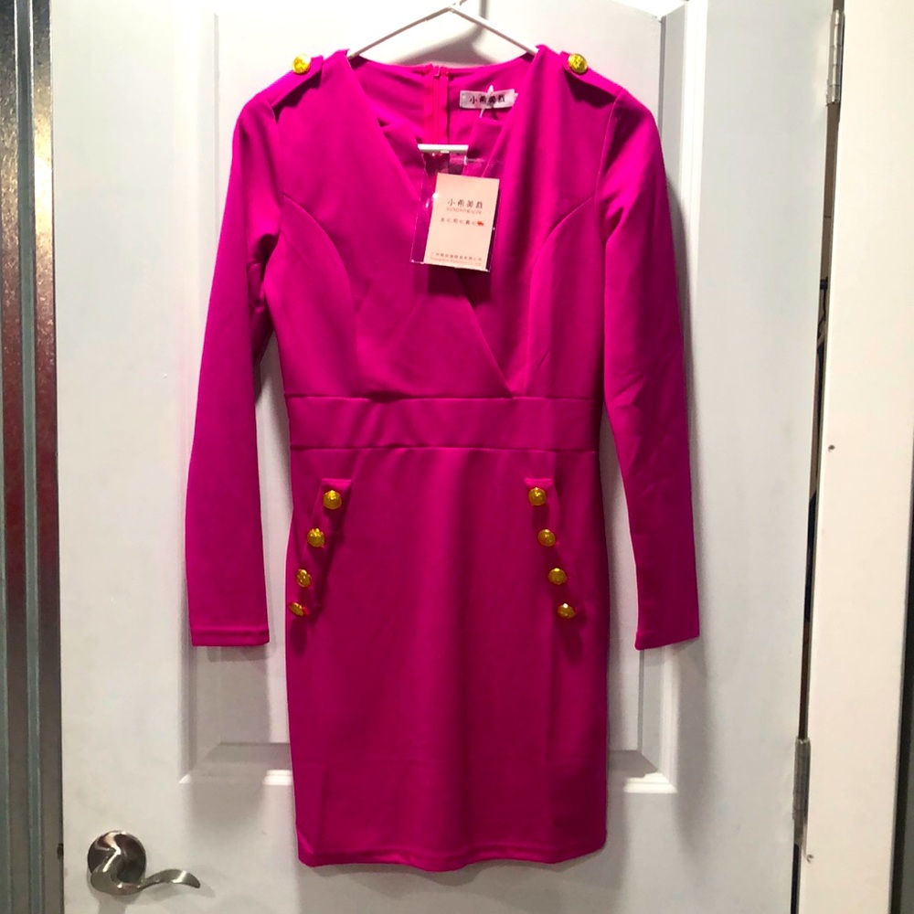 Long sleeve pink dress